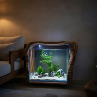 Solid Wood Aquarium Stand Rustic Live Edge With Glass Tank Bedroom, view 5