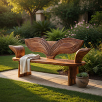 Solid Wood Outdoor Garden Bench Rustic Solid Entryway Hallway, view 5