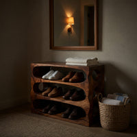 Solid Wood Shoe Storage Bench Minimalist Condo Entryway Placement, view 5