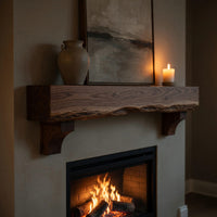 Solid Wood Floating Fireplace Mantel Natural Shelf Entryway, view 5