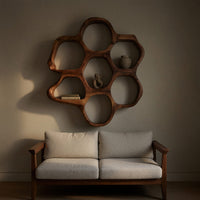 Solid Wood Wall Mounted Shelf Mid Century Hallway Entryway, view 5