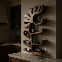 Solid Wood Wine Rack Farmhouse Wall Apartment Bar Display Feature, view 5