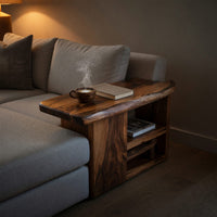 Solid Wood Sofa Arm Table Farmhouse Live Edge Armrest, view 5