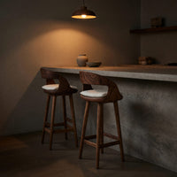 Solid Wood Bar Stool With Curved Backrest Kitchen, view 5