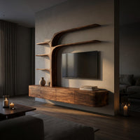 Handcrafted Tv Cabinet With Multi Branch Shelves For Living Room, view 5