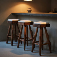 Solid Wood Bar Stool Rustic Handcrafted Kitchen Patio, view 5