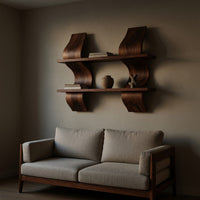 Solid Wood Wall Mounted Shelf Curved Floating Statement Living Room, view 5
