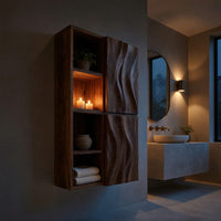 Solid Wood Corner Wall Bathroom Shelf Mounted Cabinet, view 5