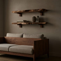 Solid Wood Natural Wood Floating Shelves Mid Century Solid Shelf Bedroom, view 5