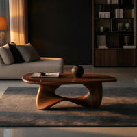 Sculpted Figure-Eight Coffee Table in Solid Hardwood, view 5