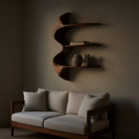 Solid Wood Wall Mounted Shelf Shelving Unit Living Room, view 5