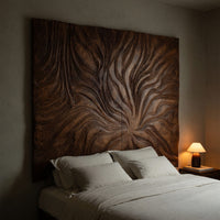 Solid Wood Headboard Abstract Flowing Grain Modern Minimalist Bedroom, view 5