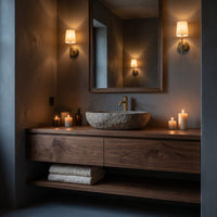 Solid Wood Bathroom Vanity Minimalist Natural Wall Mounted, view 5
