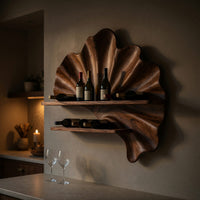 Solid Wood Wine Rack Mid Century Wall Condo Beverage Accent Storage, view 5