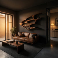 Leafwing Wall Bookshelf, Carved from Solid Walnut, view 5