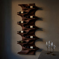 Solid Wood Wine Rack Natural Dining Room Wall Display, view 5