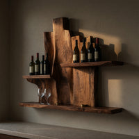 Solid Wood Wine Rack Rustic Wall Winestand Dining Lounge Bottle Showcase, view 5