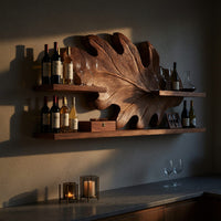 Solid Wood Wine Rack Farmhouse Wall Hallway Beverage Accent Storage, view 5