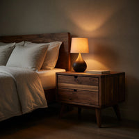 Solid Wood Nightstand Mid Century With Two Drawers Bedroom, view 5