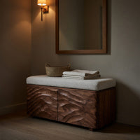 Solid Wood Entryway Storage Bench Minimal Bedroom Foot Area, view 5