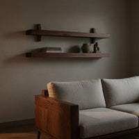 Solid Wood Natural Wood Floating Shelves Mid Century Live Edge Shelf, view 5