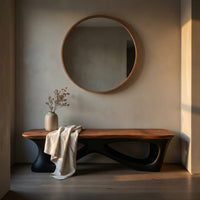 Contemporary Natural Wood Bench For Luxury Window Corner, view 5