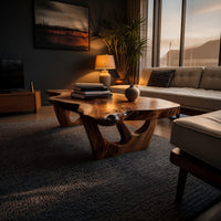 Hollow-Carved Pedestals Under a Free-Form Coffee Table, view 5