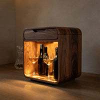 Solid Wood Bar Cabinet Wine With Drawer Kitchen Dining Room, view 5