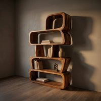 Mid Century Sculptural Bookshelf Storage Organizer For Home Office, view 5