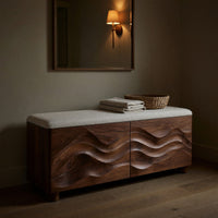 Solid Wood Entryway Storage Bench Natural End Bed, II, view 5