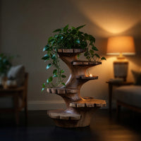 Solid Wood Planters Multi Tier Sculptural Plant Stand Garden, view 5