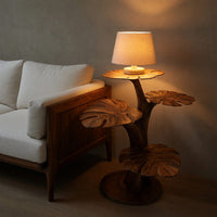 Handmade Wood Side Table With Leaf Shape Tabletop For Lounge, view 5