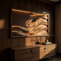 Backlit Wooden American Flag Wall Art, Made to Order, view 5 — view 5