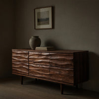 Solid Wood Sideboard Luxury Sculpted Living Room, view 5