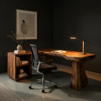 L-Shaped Corner Desk with Open Shelf Storage Bay, view 5