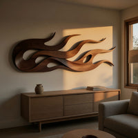 Where the Fire Lies Down: A Carved Walnut Wall Relief, view 5 — view 5