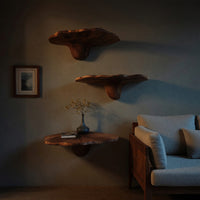 Solid Wood Mushroom Shelf Farmhouse Live Edge Living Room, view 5
