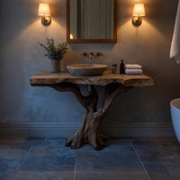 Solid Wood Live Edge Vanity Handcrafted Solid Bathroom Natural Spa Bath, view 5