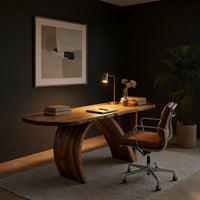 Oval Arch-Legged Desk in Solid Figured Hardwood, view 5