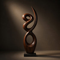 Solid Wood Sculpture Wall Art Handcrafted Abstract Living Room, view 5