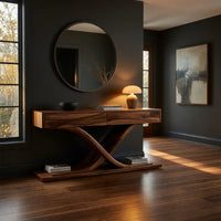 Two-Drawer Console Table with a Crossed Ribbon Base, view 5