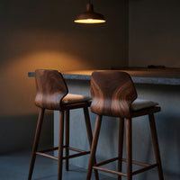 Solid Wood Bar Stool Curved With Smooth Backrest Dining, view 5