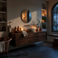 Solid Wood Bathroom Vanity Wall Mounted Spa, view 5