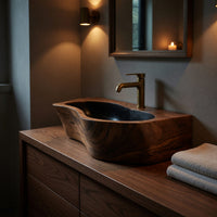 Solid Wood Sink Vanity Wall Mounted Bathroom Compact Bathroom, view 5