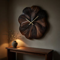 Solid Wood Clock Floral Wall Decor Living Room, view 5