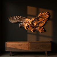 Diving Eagle Wall Sculpture in Pale Honey Hardwood, view 5 — view 5