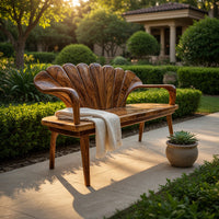 Solid Wood Outdoor Garden Bench Handcrafted Entryway Hallway Seating, view 5