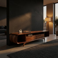 One Long Curve Along the Wall: A Walnut Media Console, view 5