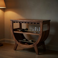 Solid Wood Bar Cabinet Wine With Built Glass Rack Kitchen, view 5