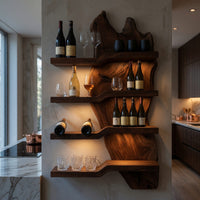 Solid Wood Wine Rack Minimalist Kitchen Wall, view 5